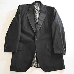 Vtg Oxxford Clothes 44S Long‎ Black Peak Lapel Grosgrain Tuxedo Smoking Jacket